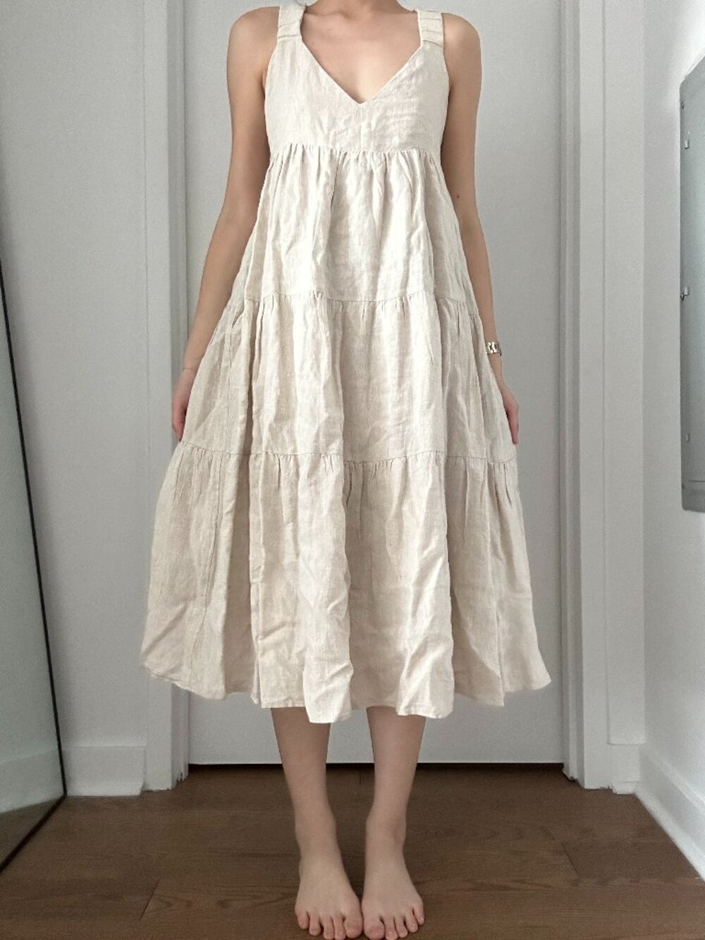 DISSH AMY NATURAL LINEN MIDI DRESS